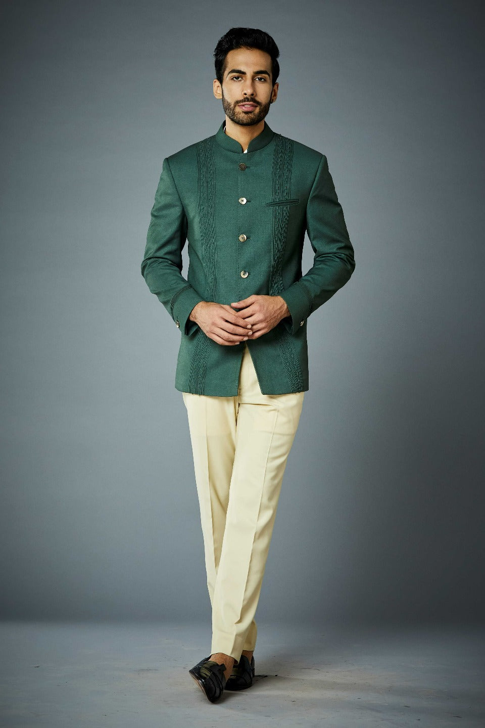 Gargee Designer's GREEN PINTUCK JODHPURI SET Gargee
