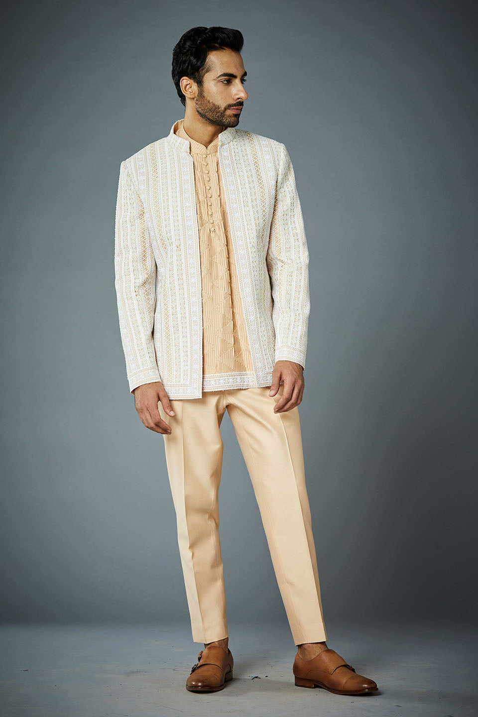 IVORY LACEWORK 21ST CENTURY JODHPURI SET Gargee