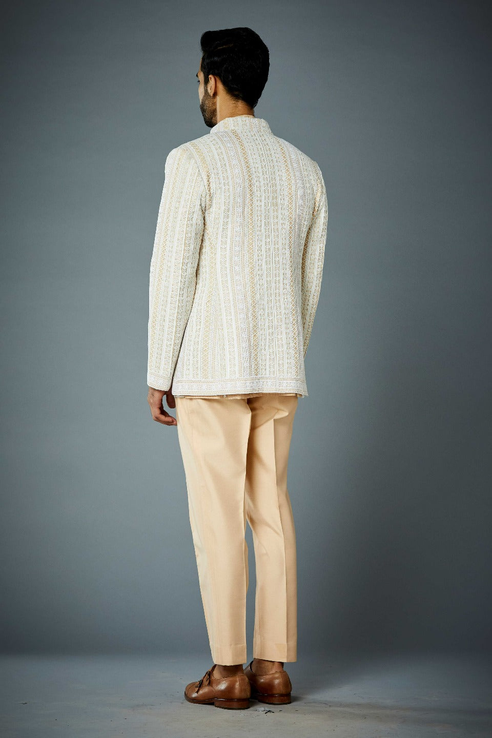 IVORY LACEWORK 21ST CENTURY JODHPURI SET Gargee