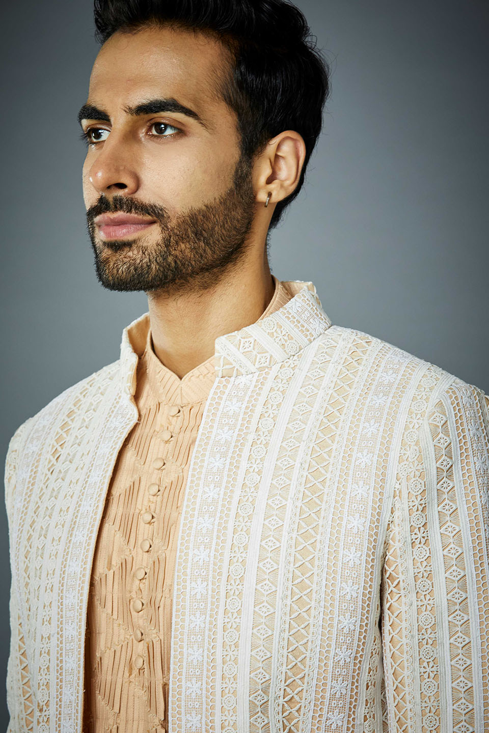 IVORY LACEWORK 21ST CENTURY JODHPURI SET Gargee