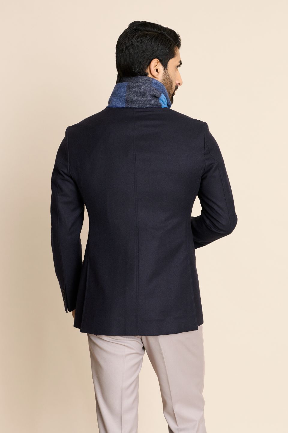 Gargee Designer's NAVY FLANNEL BANDHGALA JACKET Gargee
