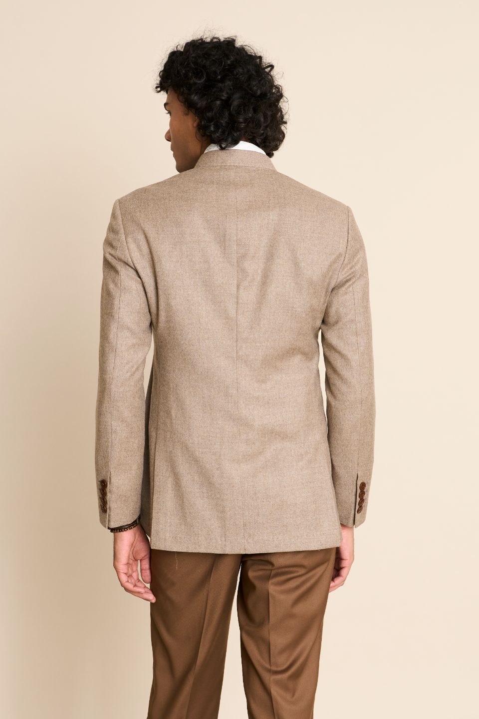 Gargee Designer's BEIGE FLANNEL BANDHGALA JACKET Gargee