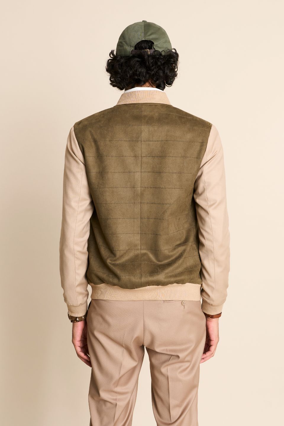 Gargee Designer's OLIVE SUEDE BOMBER JACKET Gargee