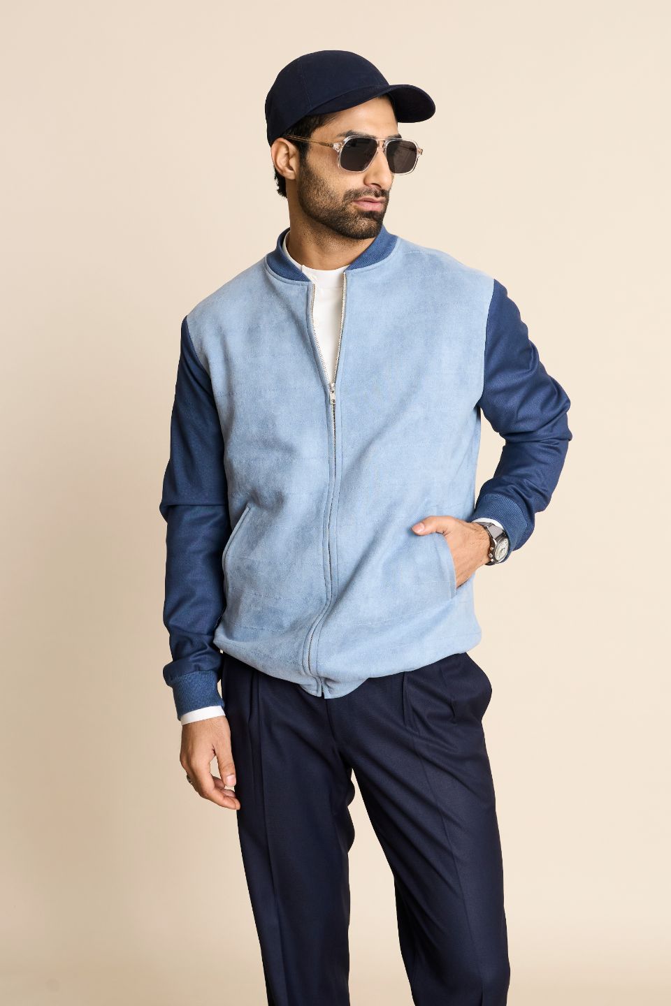 Gargee Designer's SKY SUEDE BOMBER JACKET Gargee