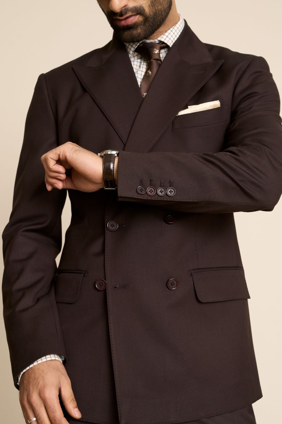 Gargee Designer's BROWN CLASSIC DOUBLE BREASTED SUIT Gargee