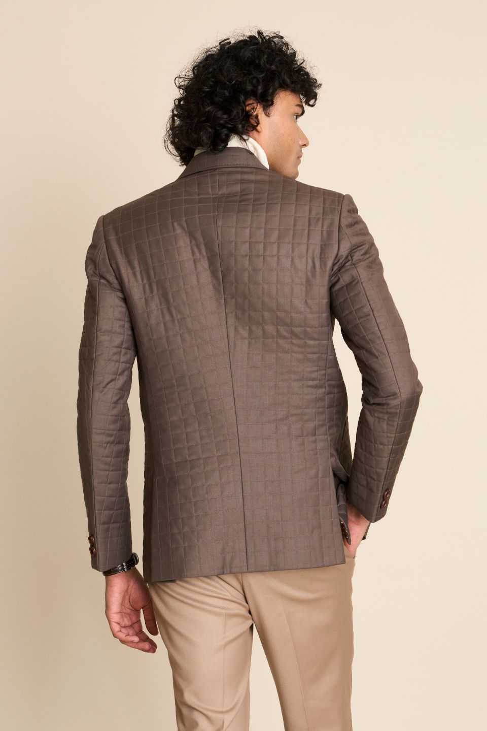 Gargee Designer's BROWN QUILTED 2 BUTTON BLAZER Gargee