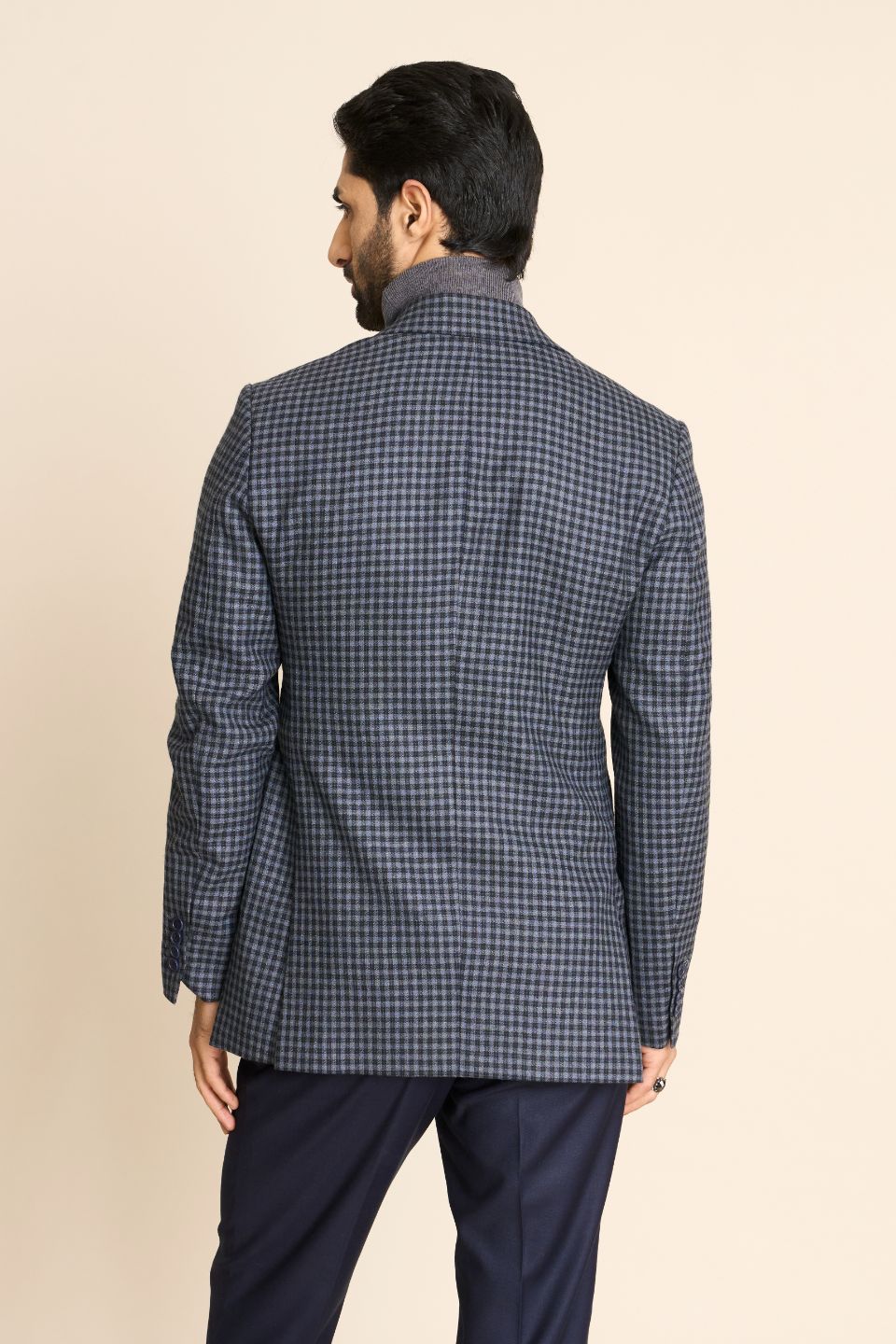Gargee Designer's BLUE GINGHAM FLANNEL BLAZER Gargee