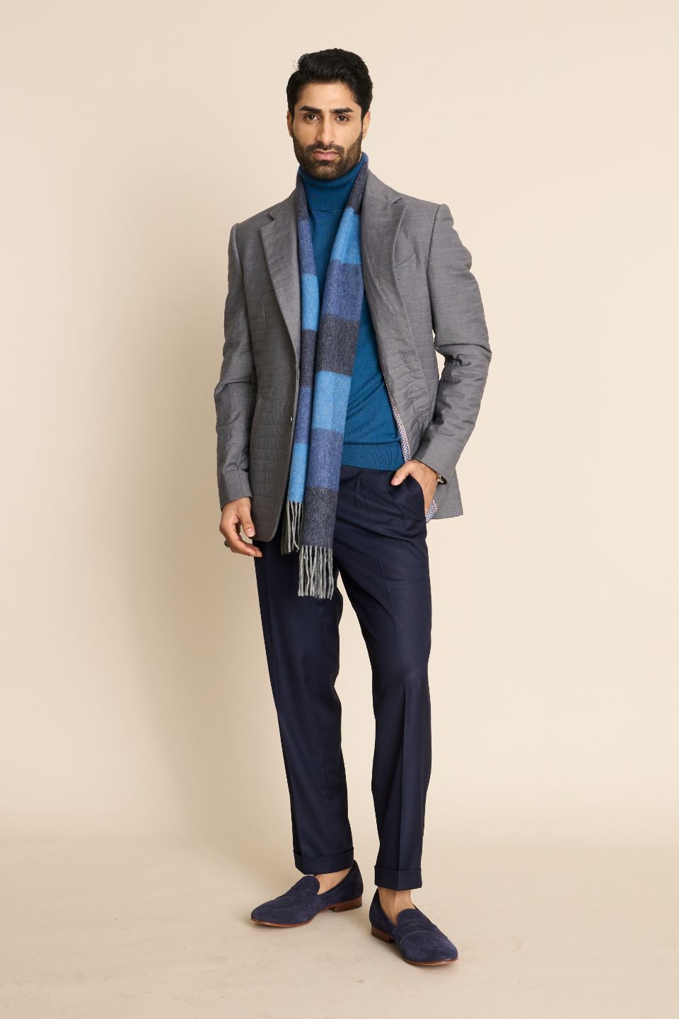 Gargee Designer's GREY QUILTED 2 BUTTON BLAZER Gargee