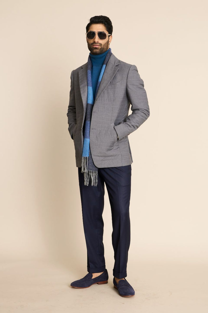 Gargee Designer's GREY QUILTED 2 BUTTON BLAZER Gargee