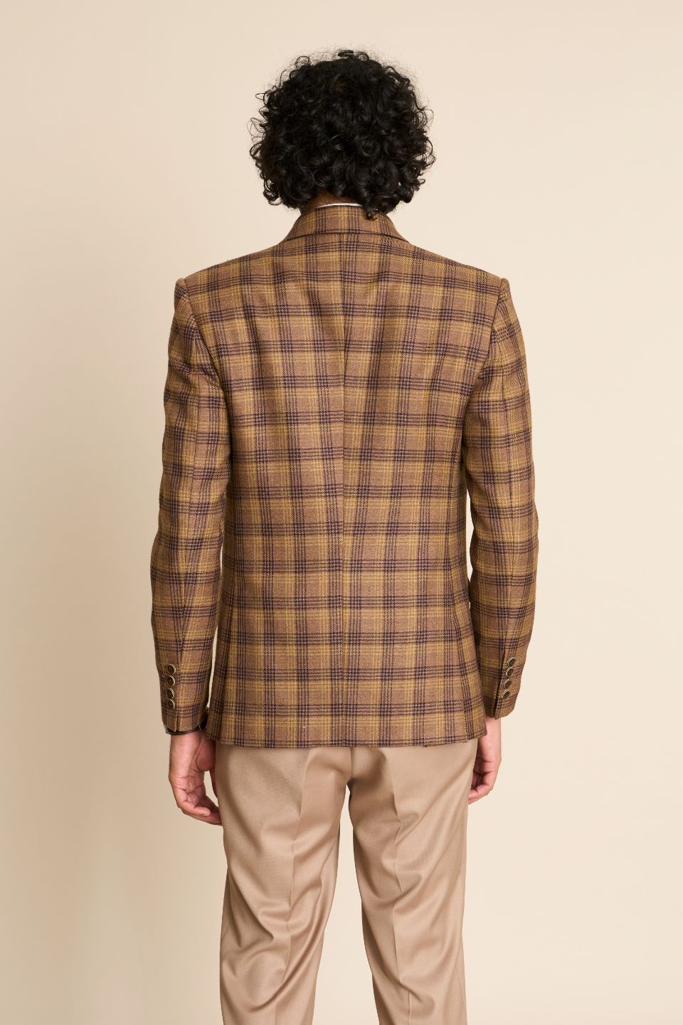 Gargee Designer's BROWN CHECK WOOL BLAZER Gargee