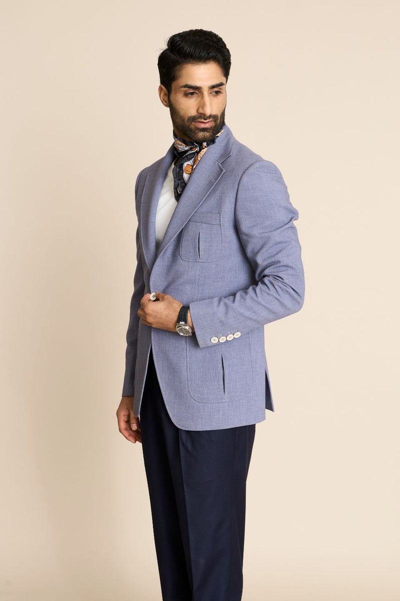 Gargee Designer's BLUE KNIT BLAZER Gargee