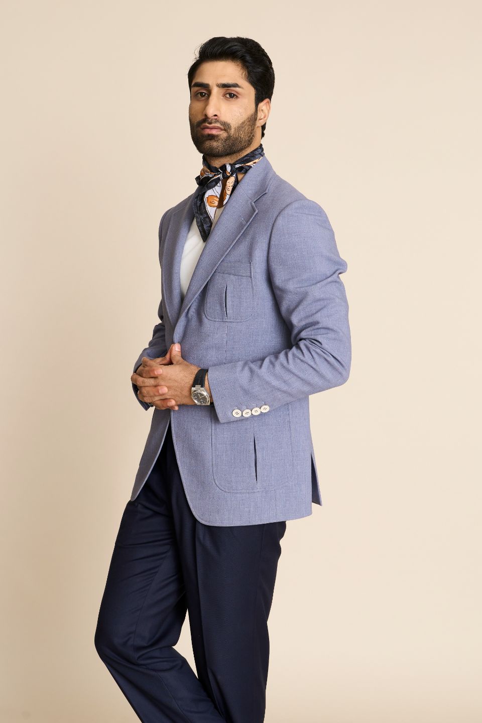Gargee Designer's BLUE KNIT BLAZER Gargee