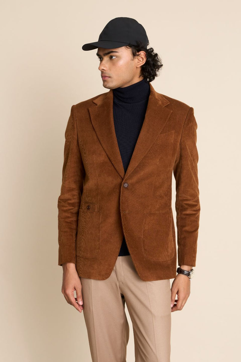 Gargee Designer's BROWN COTTON CORDUROY BLAZER Gargee