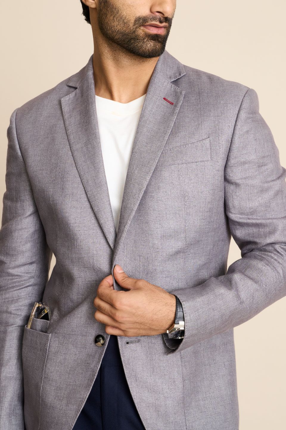Gargee Designer's GREY LINEN 2 BUTTON BLAZER Gargee