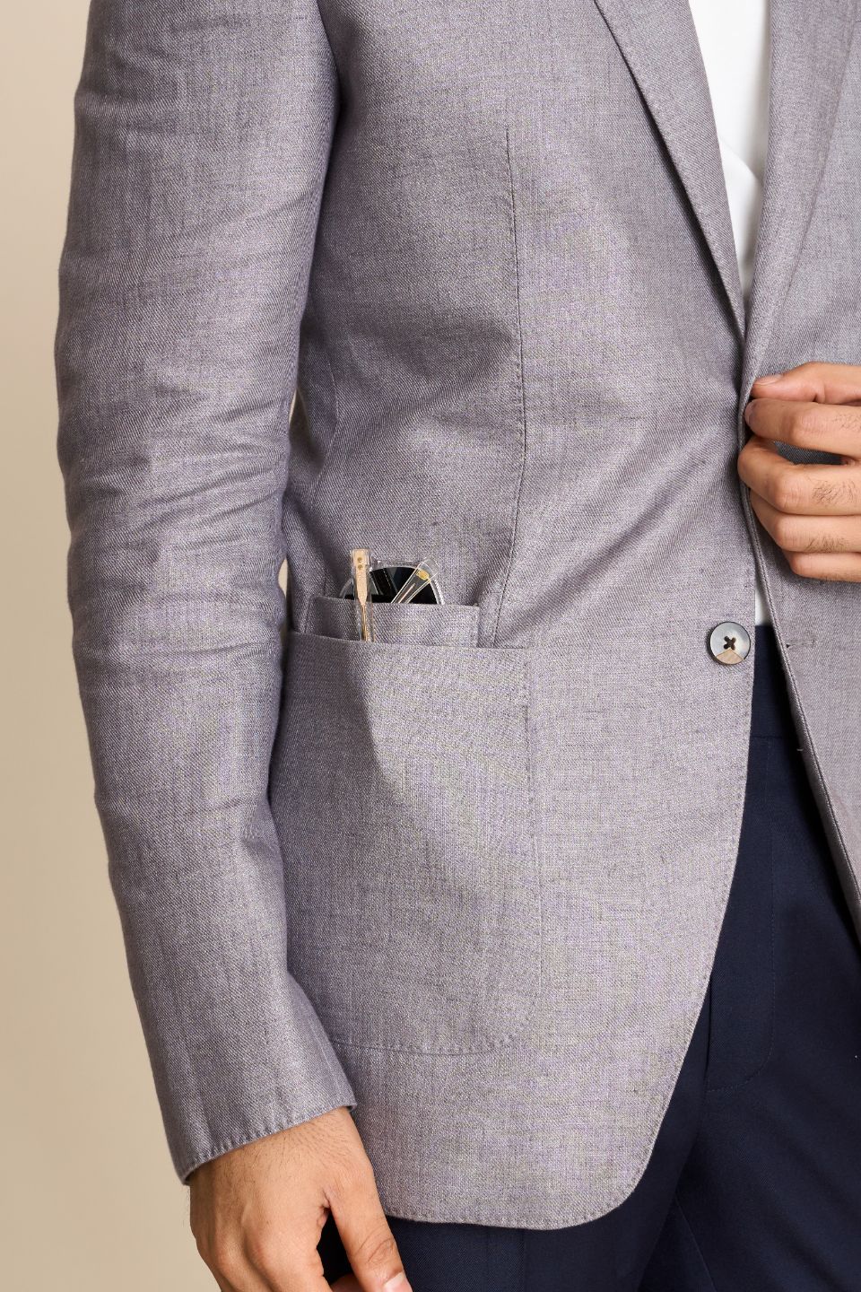 Gargee Designer's GREY LINEN 2 BUTTON BLAZER Gargee