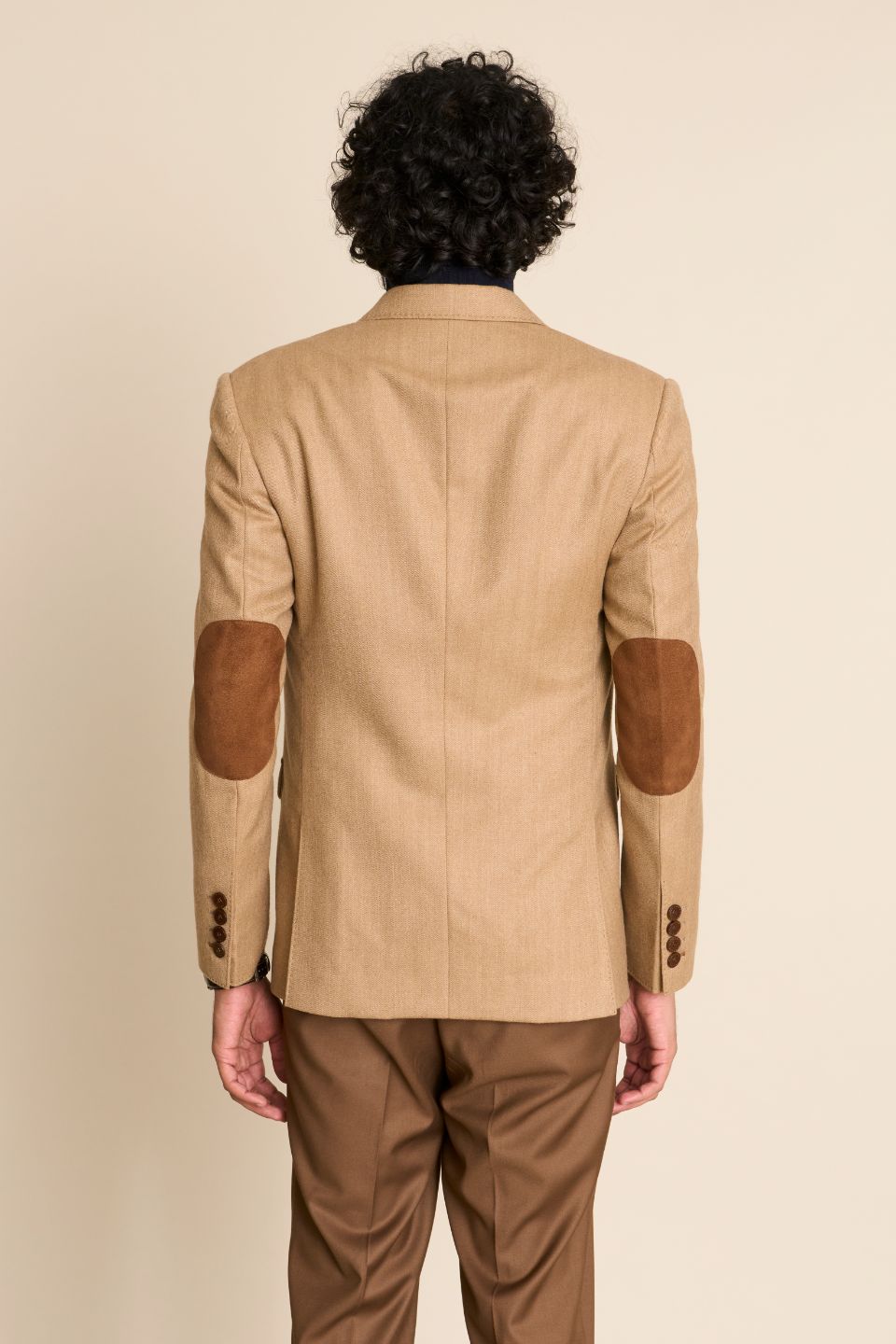 Gargee Designer's BEIGE HERRINGBONE FLANNEL BLAZER Gargee