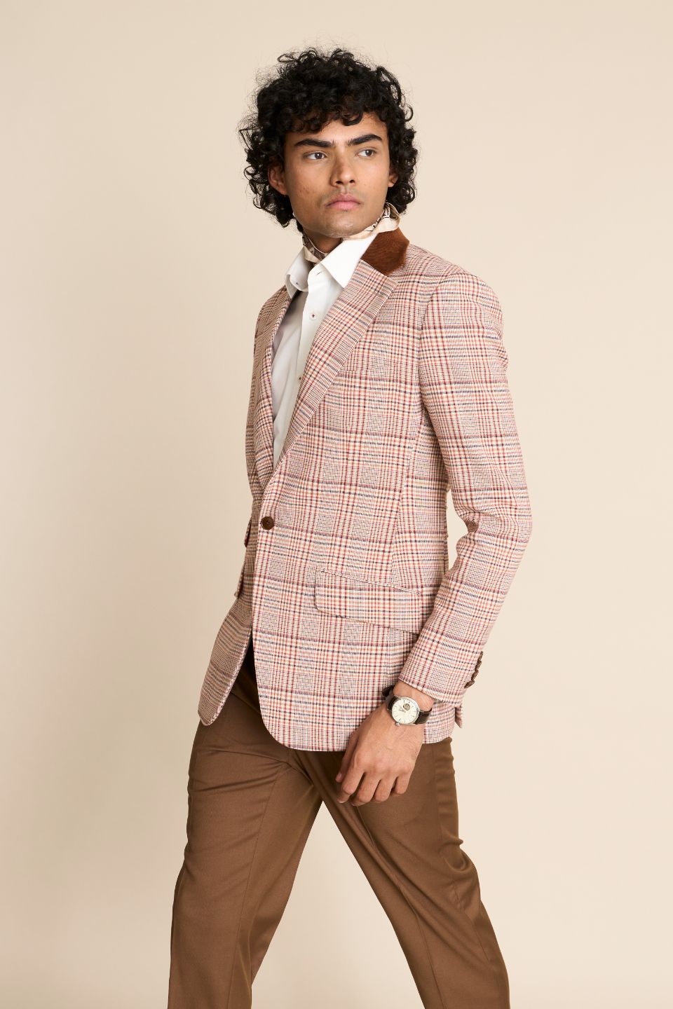 Gargee Designer's BROWN CHECK EVERYDAY BLAZER Gargee