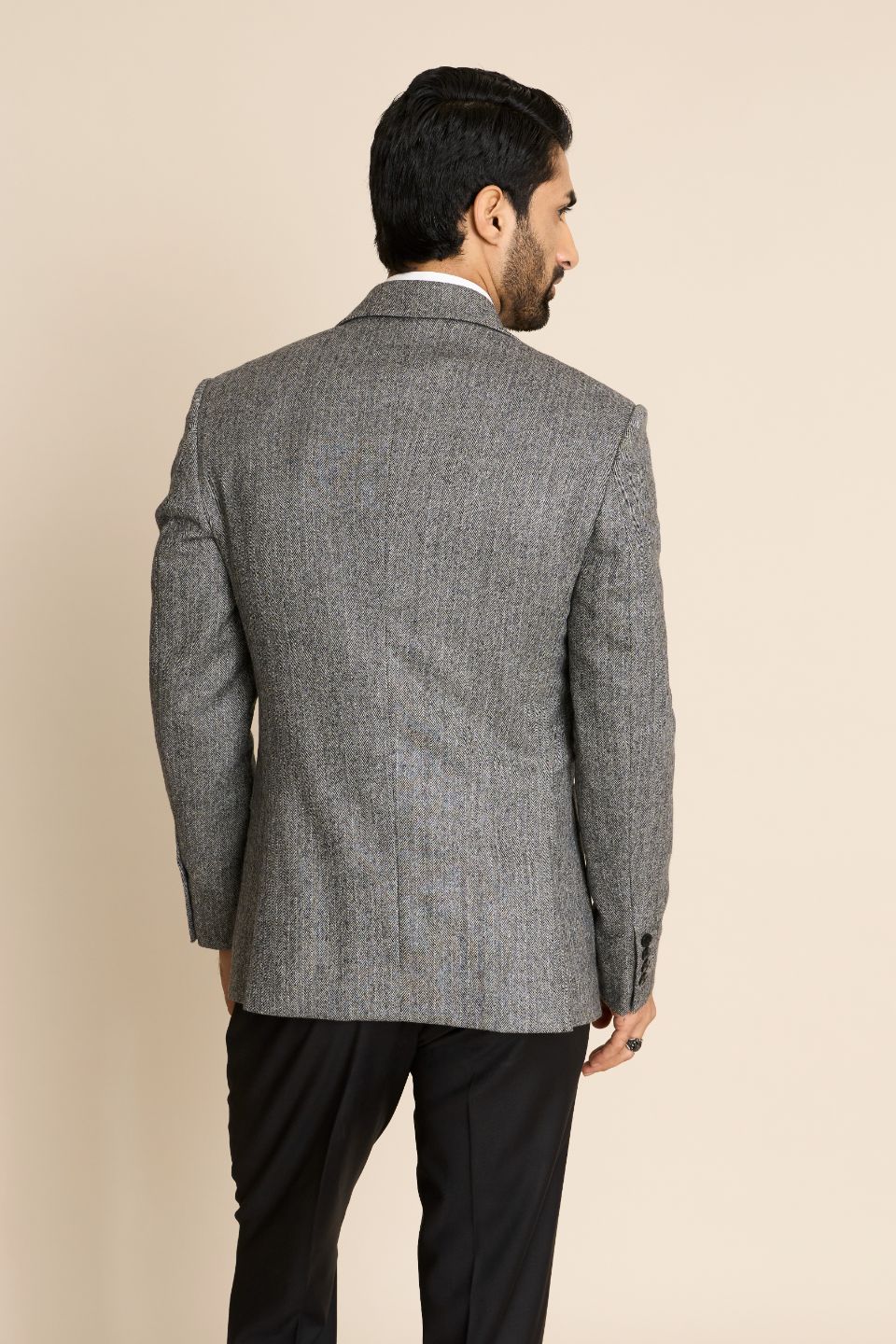 Gargee Designer's GREY HERRINGBONE FLANNEL BLAZER Gargee