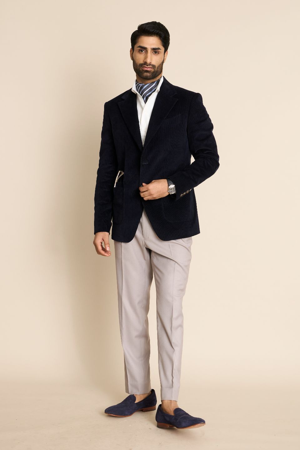 Gargee Designer's BLUE COTTON CORDUROY BLAZER Gargee