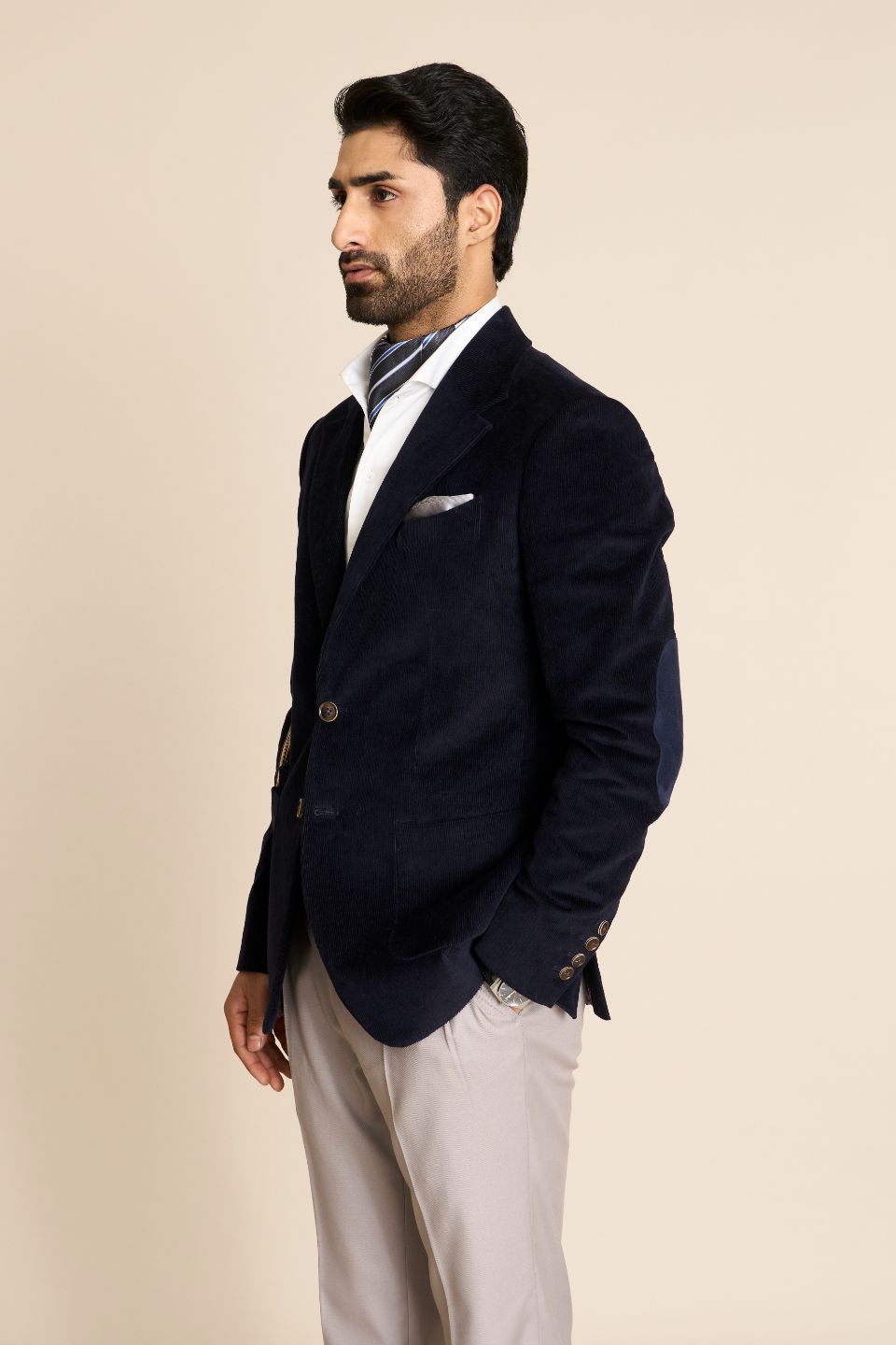 Gargee Designer's BLUE COTTON CORDUROY BLAZER Gargee