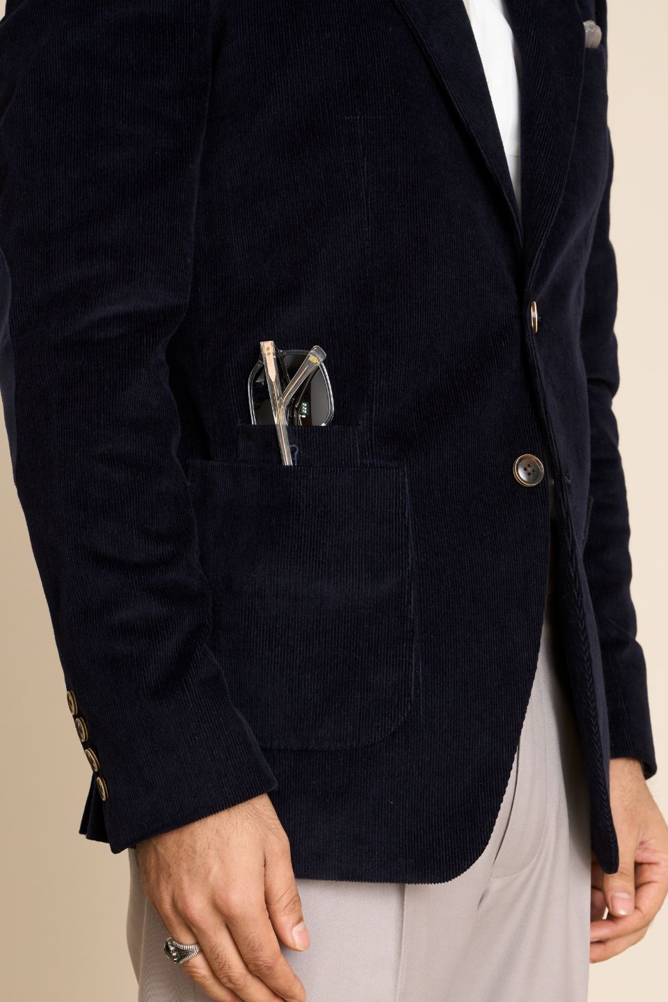 Gargee Designer's BLUE COTTON CORDUROY BLAZER Gargee