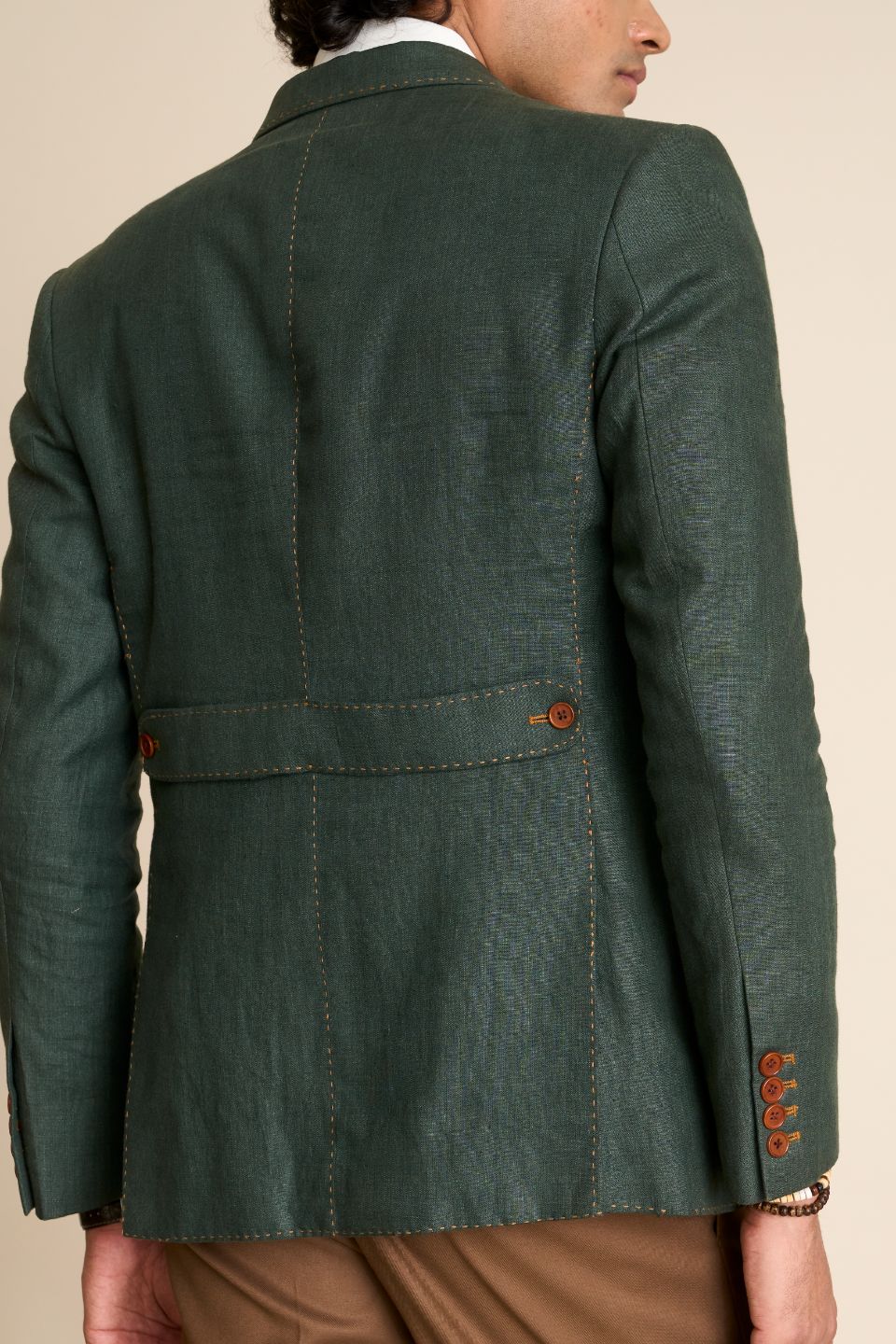 Gargee Designer's GREEN LINEN SARTORIAL BLAZER Gargee