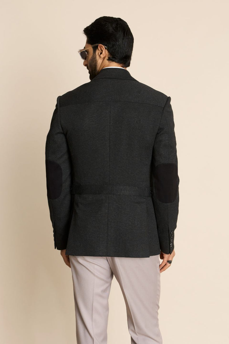 Gargee Designer's GREY MILANGE KNIT BLAZER Gargee