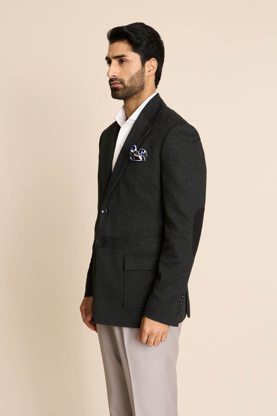 Gargee Designer's GREY MILANGE KNIT BLAZER Gargee