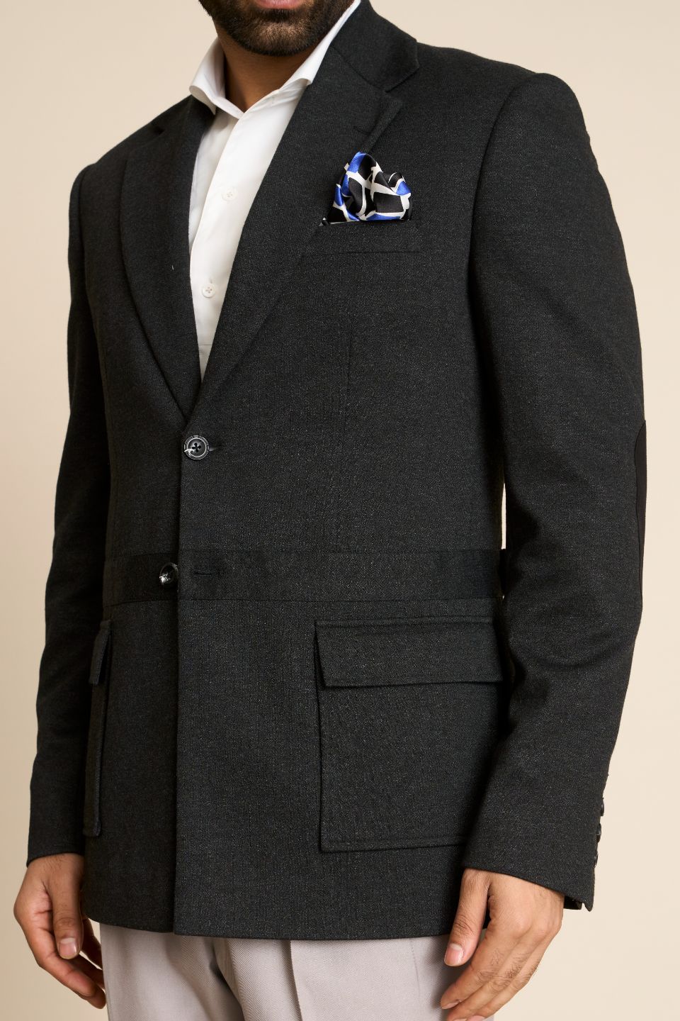 Gargee Designer's GREY MILANGE KNIT BLAZER Gargee