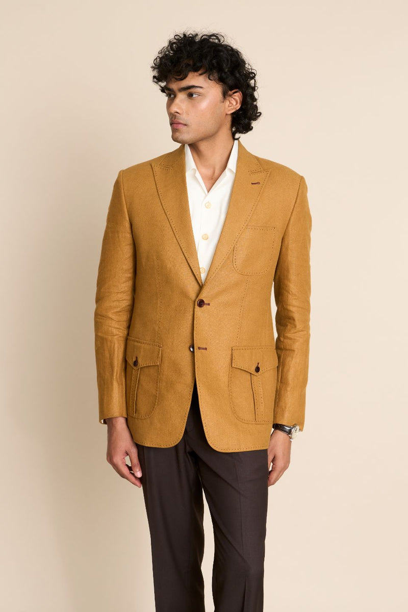 Gargee Designer's MUSTARD LINEN HERITAGE BLAZER Gargee