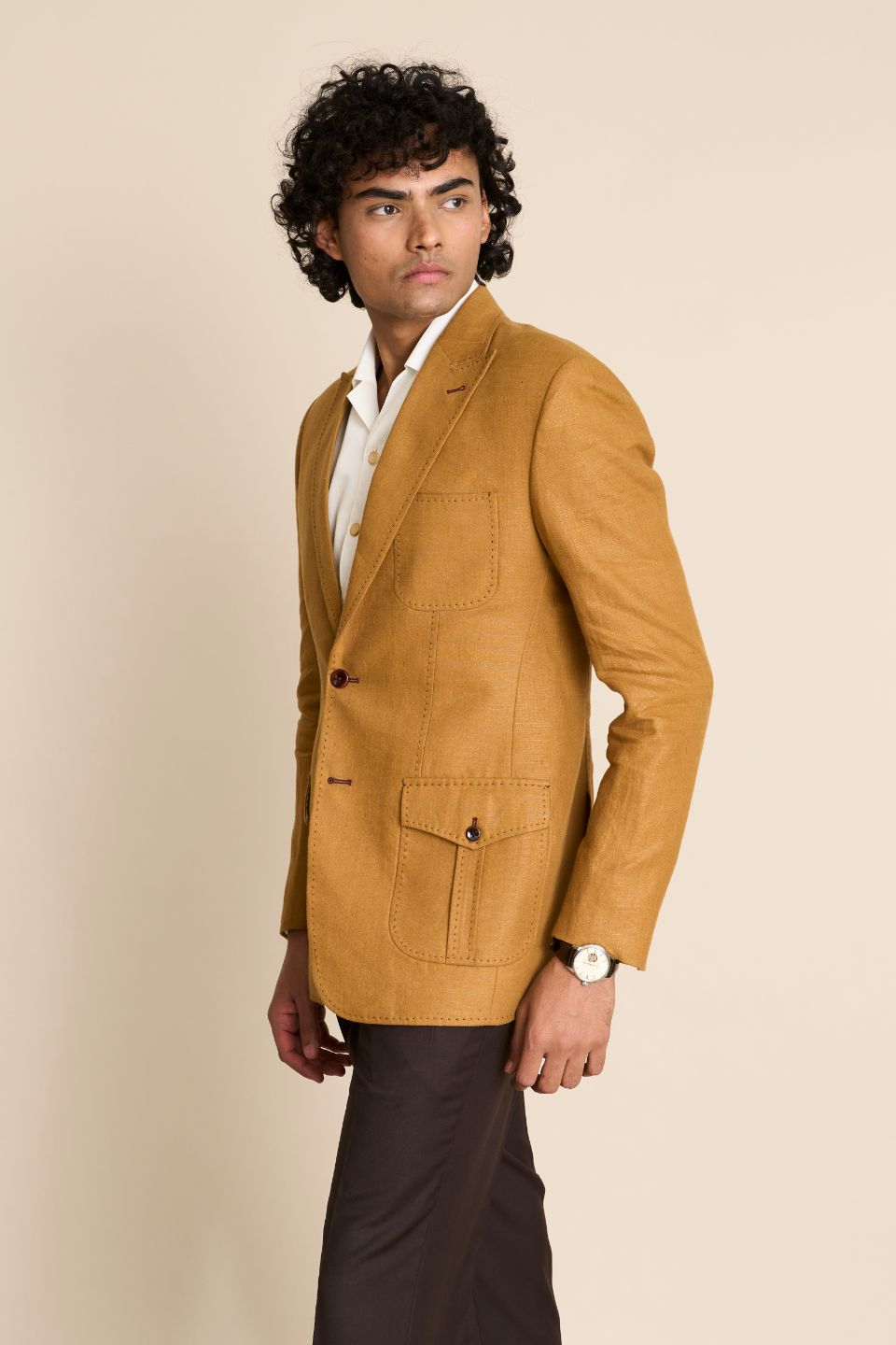 Gargee Designer's MUSTARD LINEN HERITAGE BLAZER Gargee