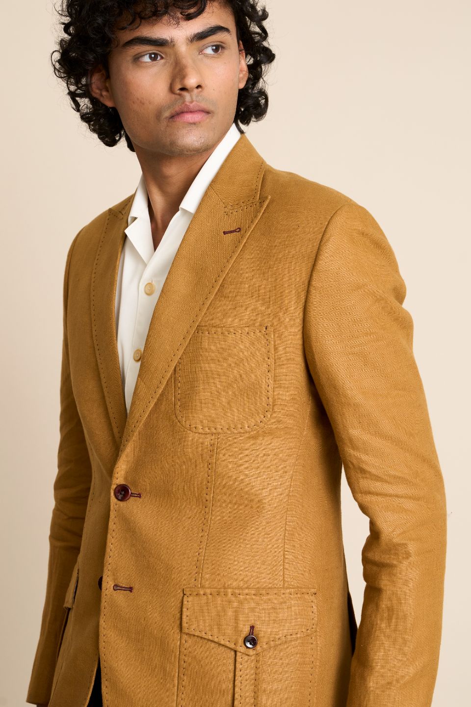 Gargee Designer's MUSTARD LINEN HERITAGE BLAZER Gargee