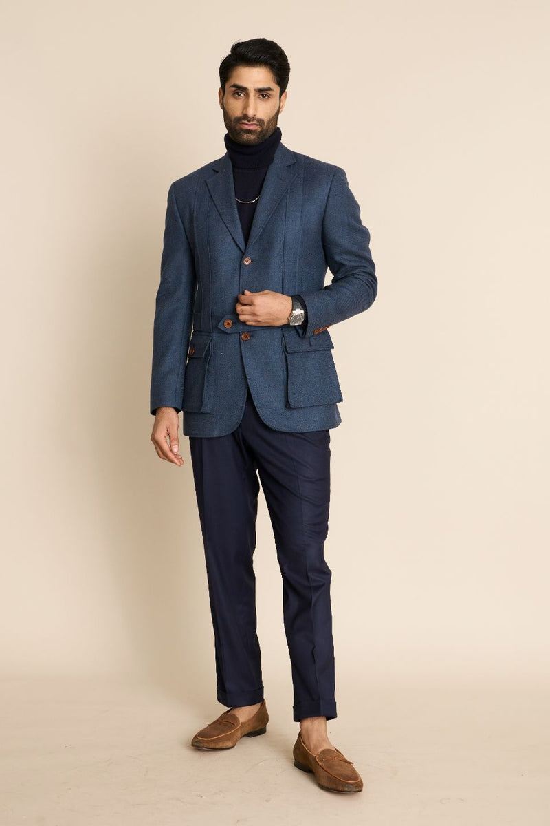 Gargee Designer's BLUE TWEED SARTORIAL BLAZER Gargee
