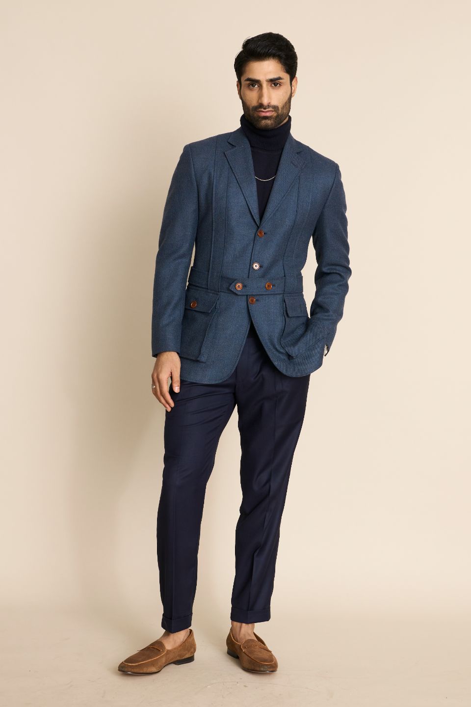 Gargee Designer's BLUE TWEED SARTORIAL BLAZER Gargee