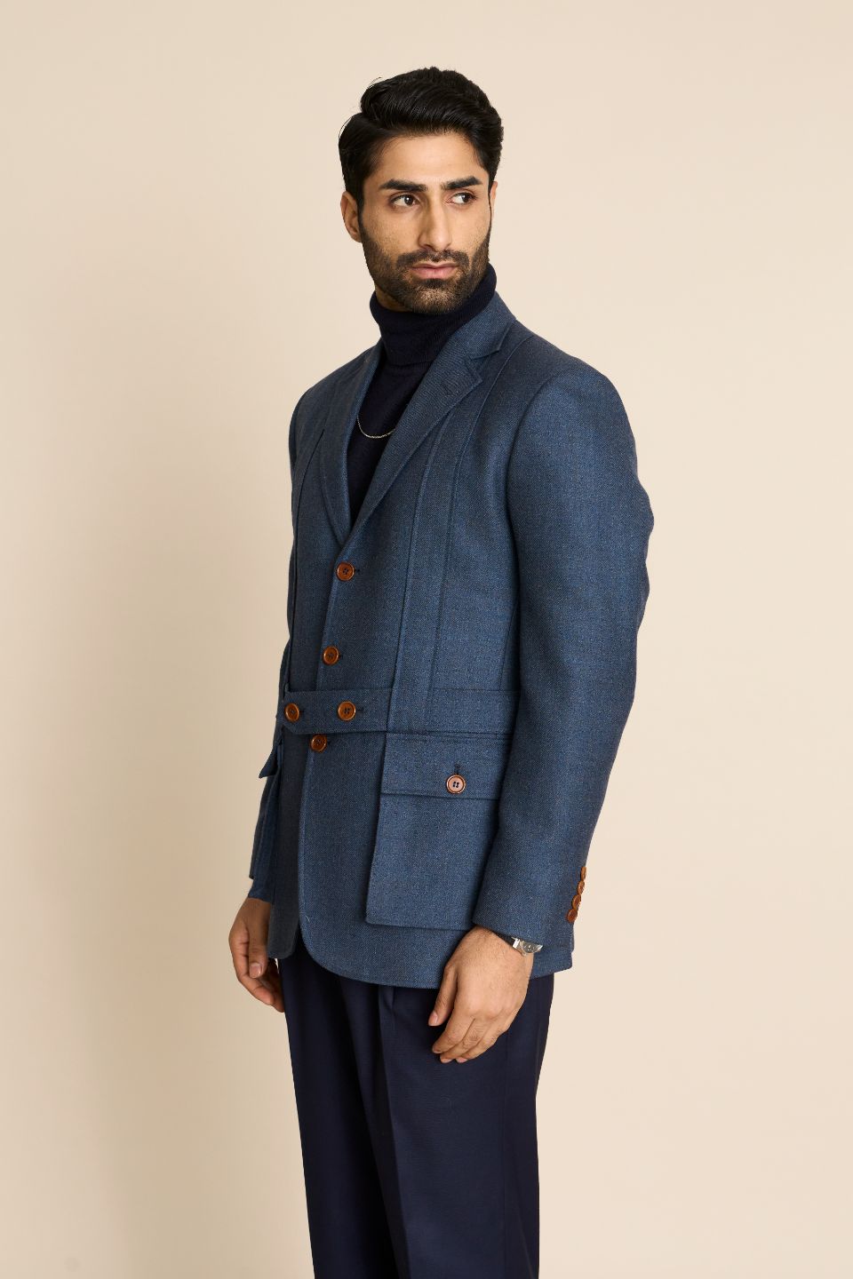 Gargee Designer's BLUE TWEED SARTORIAL BLAZER Gargee