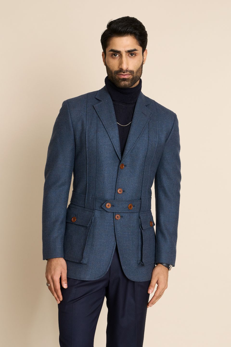 Gargee Designer's BLUE TWEED SARTORIAL BLAZER Gargee