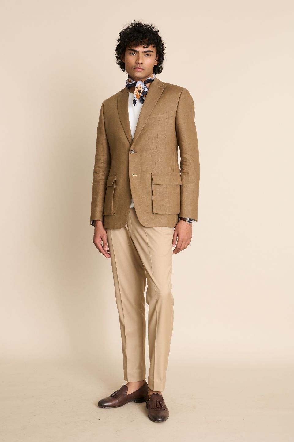 Gargee Designer's KHAKHI LINEN WEEKEND BLAZER Gargee
