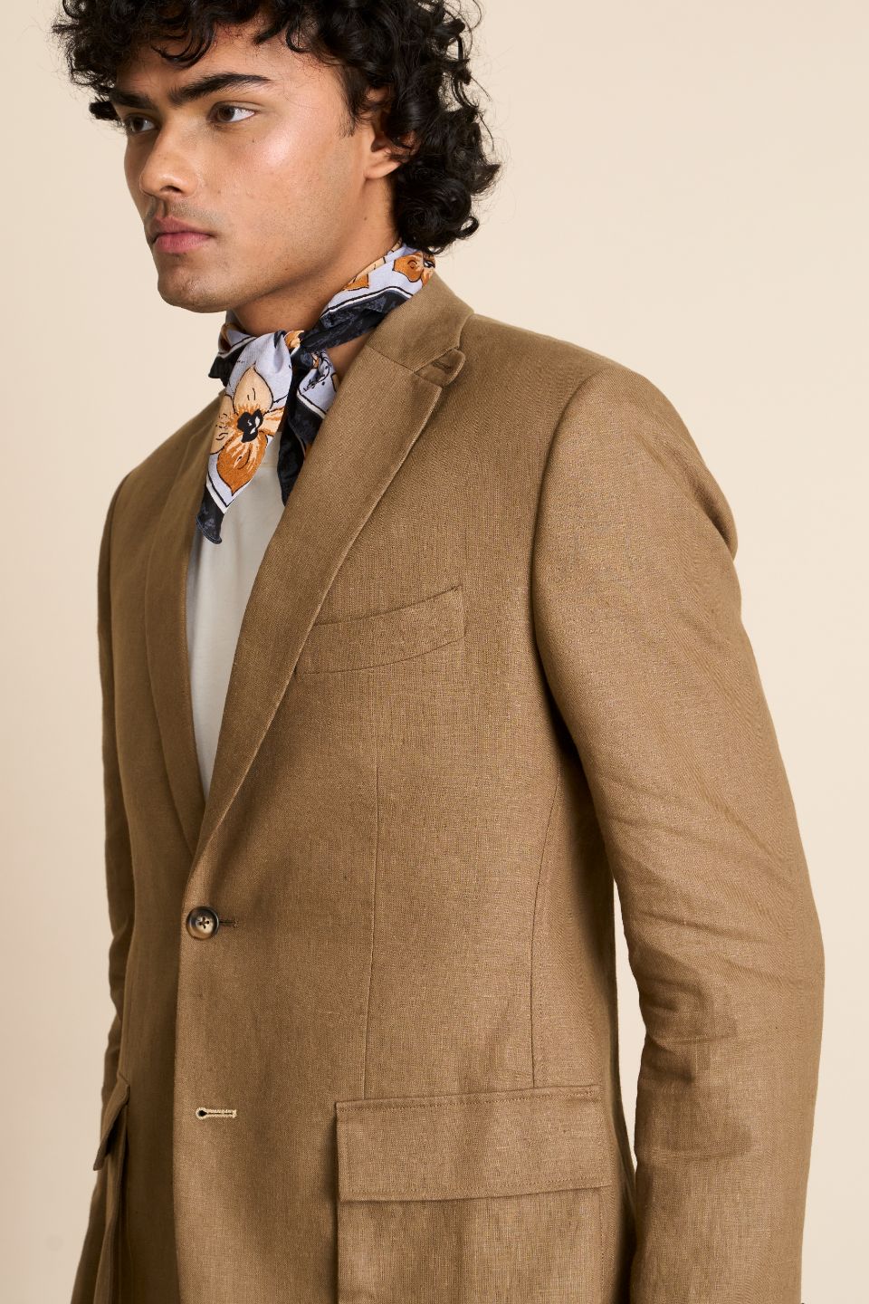 Gargee Designer's KHAKHI LINEN WEEKEND BLAZER Gargee