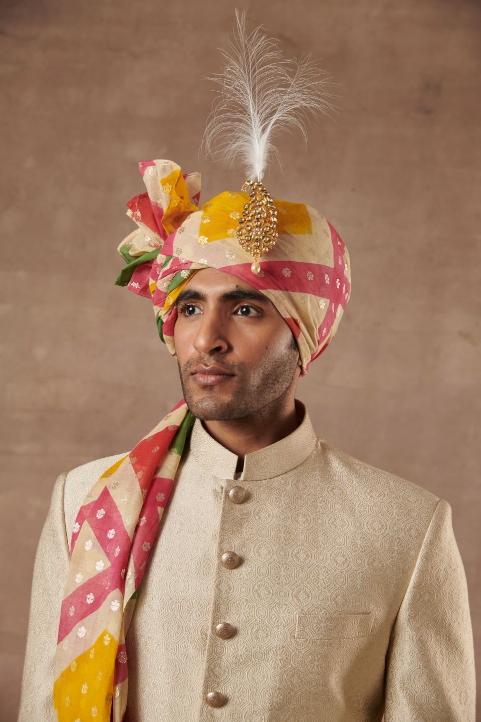 GOLD BROCADE SHERWANI SET 5