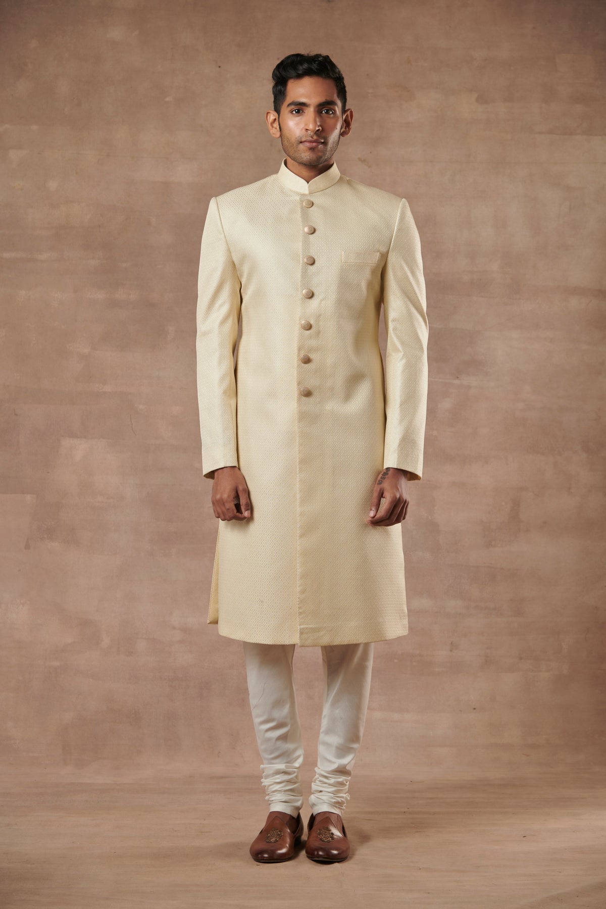 Gargee Designer's IVORY BROCADE SHERWANI SET Gargee