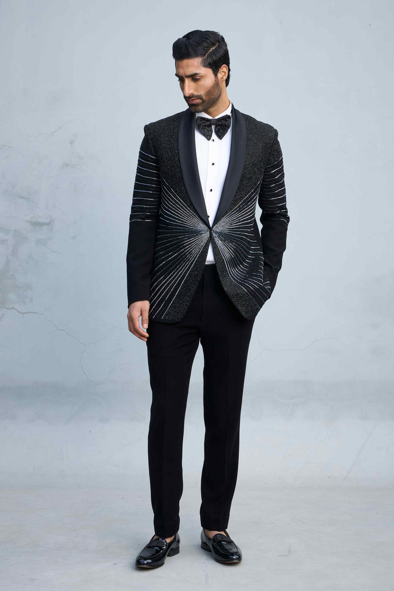 Gargee Designer's BLACK DIVERGE CUT BEADS TUXEDO SET Gargee