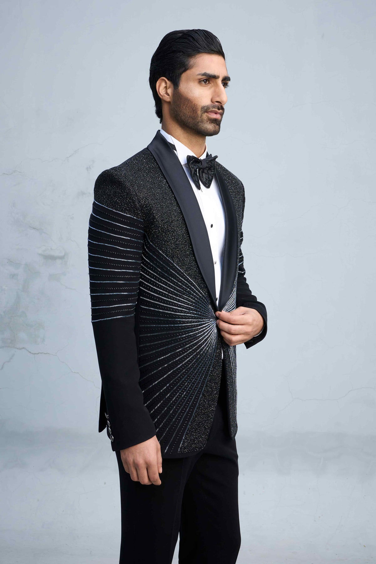 Gargee Designer's BLACK DIVERGE CUT BEADS TUXEDO SET Gargee