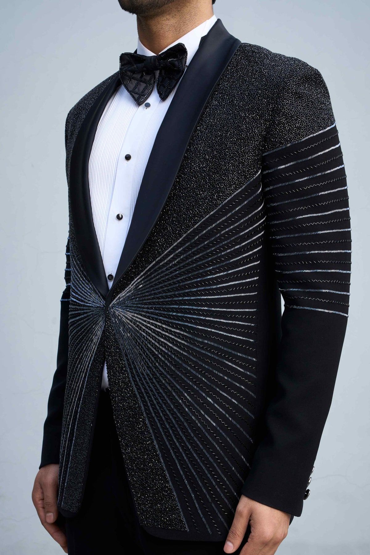 Gargee Designer's BLACK DIVERGE CUT BEADS TUXEDO SET Gargee
