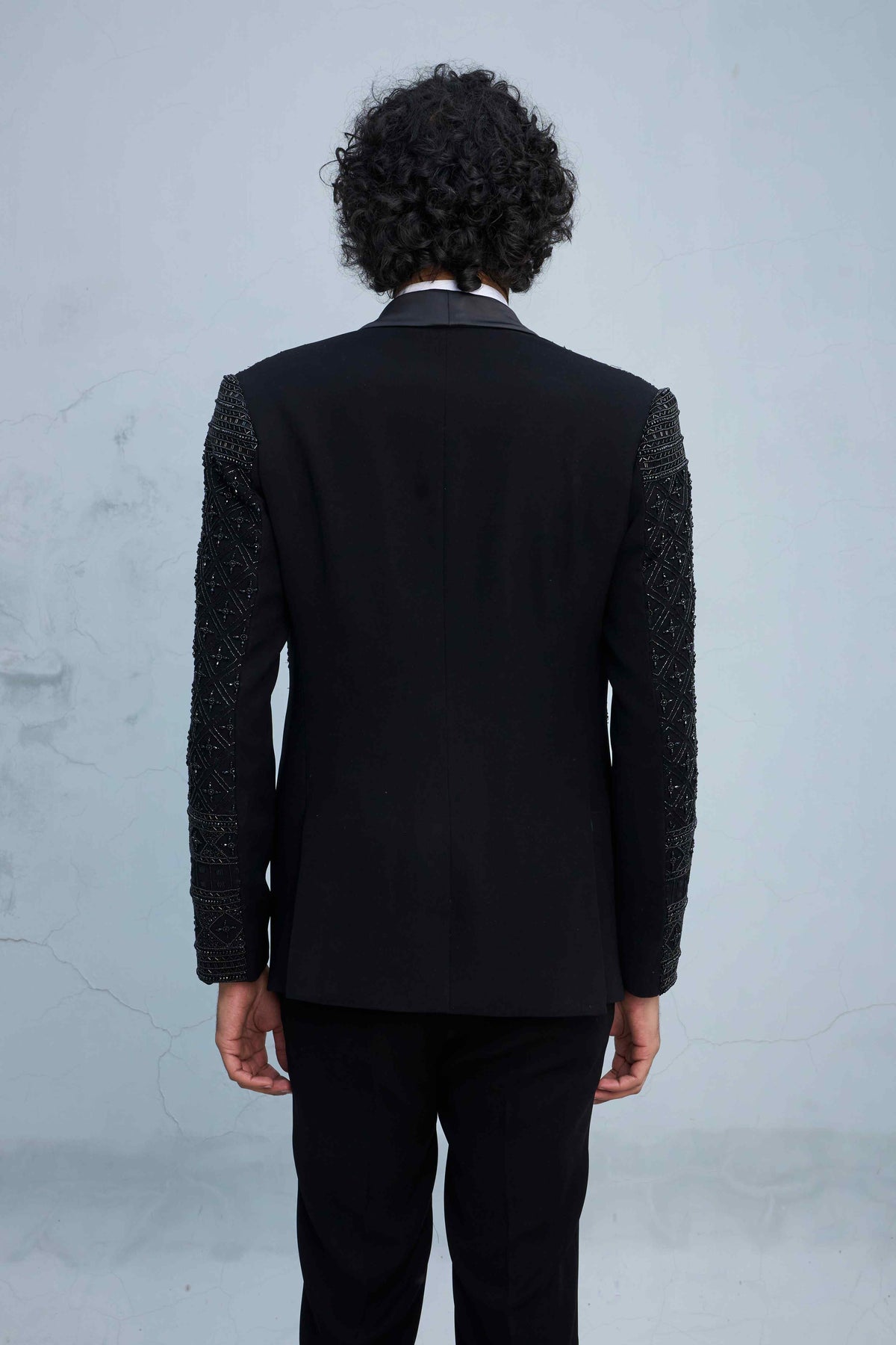 Gargee Designer's BLACK AVANT-GARDE BEADED TUXEDO SET Gargee