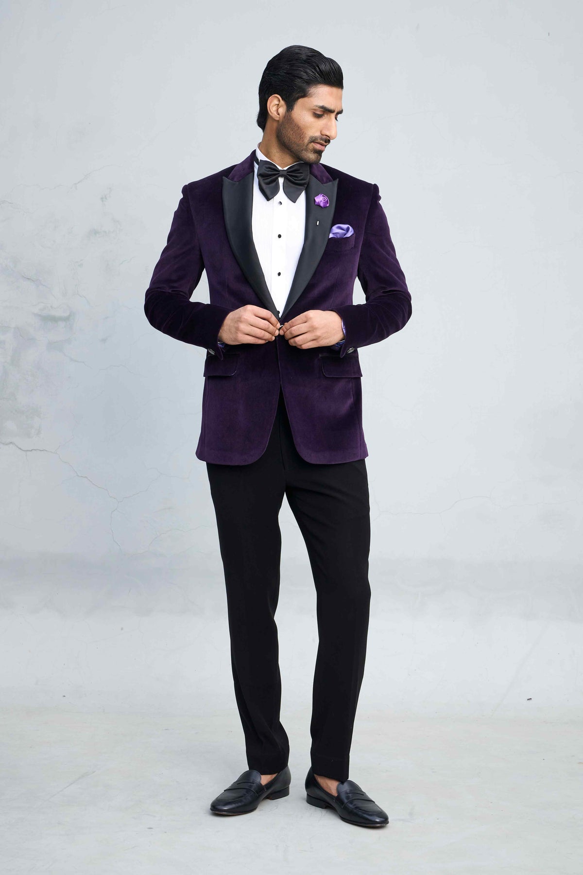 Gargee Designer's PURPLE IMPERIAL VELVET TUXEDO SET Gargee