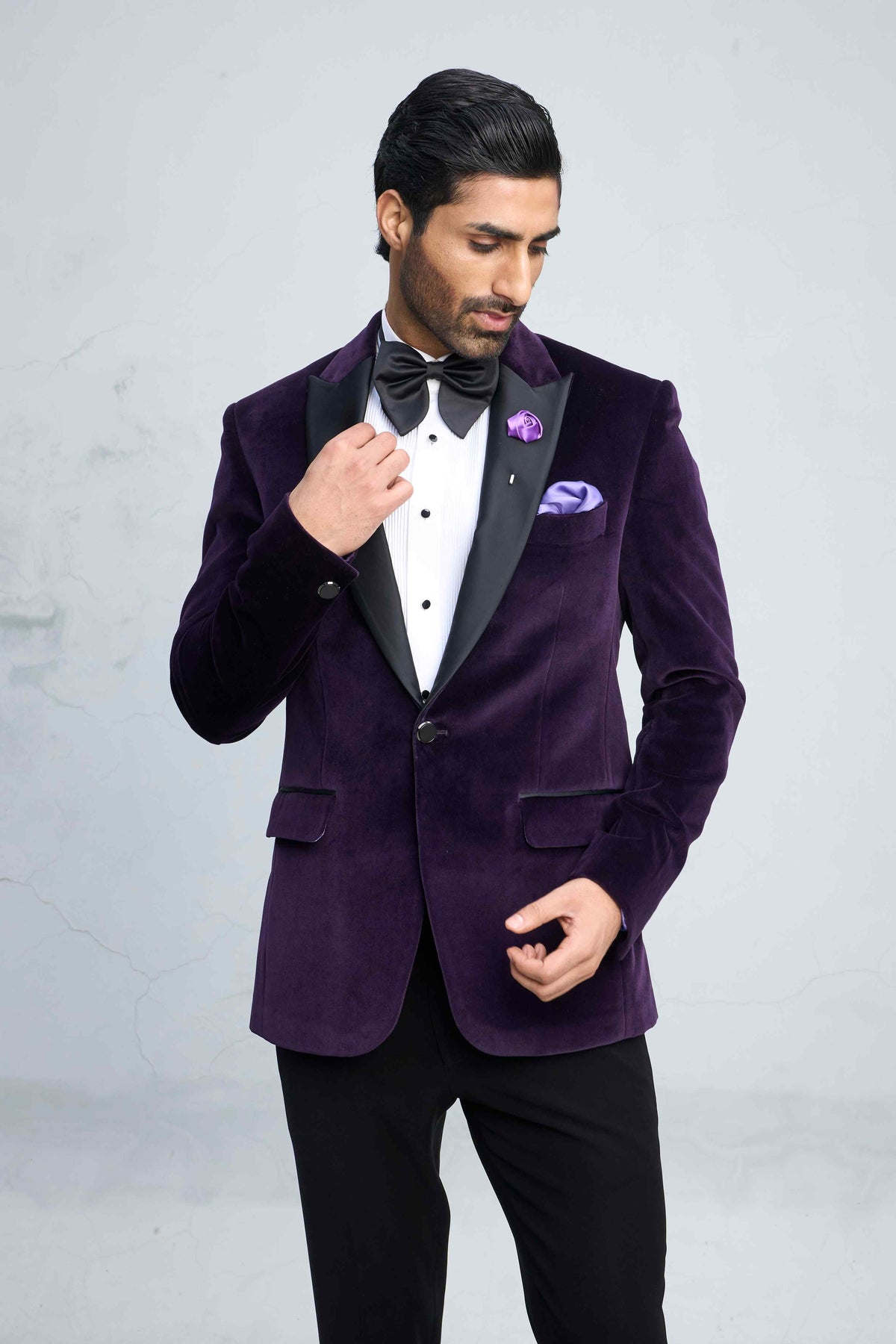 Gargee Designer's PURPLE IMPERIAL VELVET TUXEDO SET Gargee