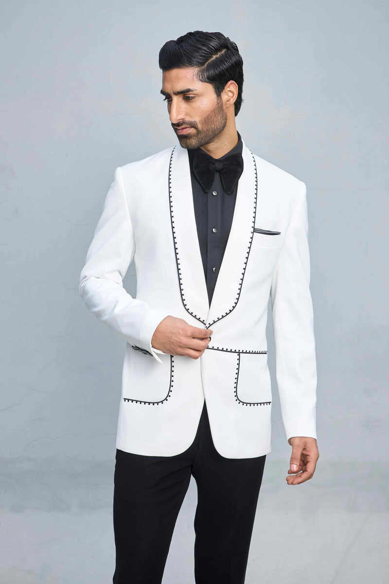 Gargee Designer's BLACK N WHITE OUTLINE TUXEDO SET Gargee