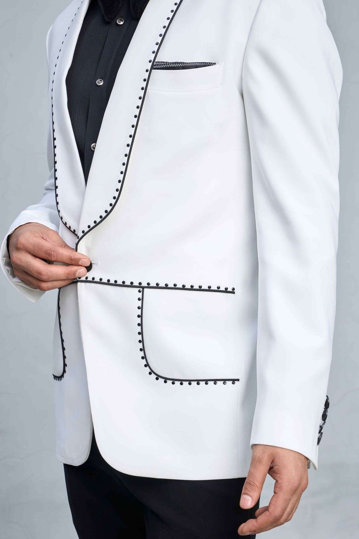 Gargee Designer's BLACK N WHITE OUTLINE TUXEDO SET Gargee
