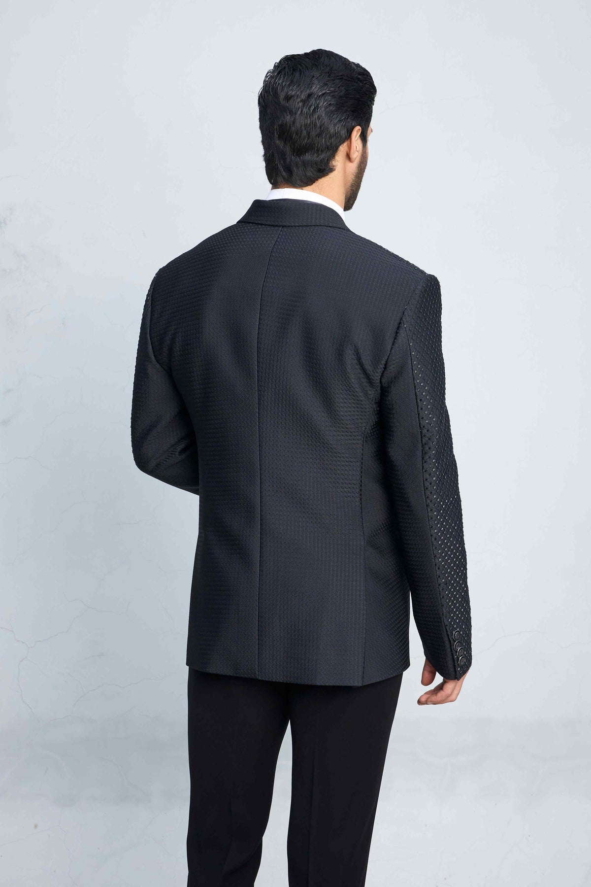 Gargee Designer's BLACK FLASH TEXTURED TUXEDO SET Gargee