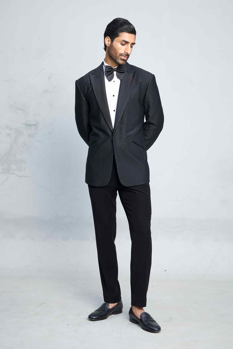 Gargee Designer's BLACK FLASH TEXTURED TUXEDO SET Gargee